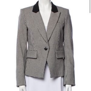 Veronica Beard Houndstooth Blazer with Ruffle